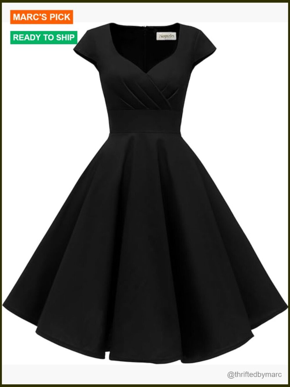 Vintage Cap Sleeve Swing Dress with Pockets Empire Waist Tea Length